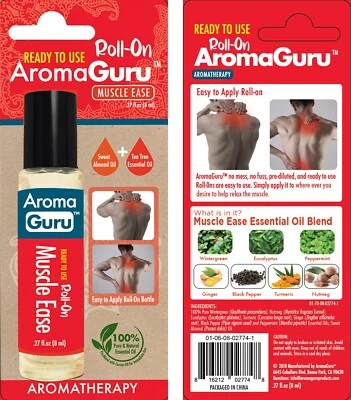 Guru Nanda Muscle Ease Roll On Aroma - 100% Pure & Natural Essential Oil