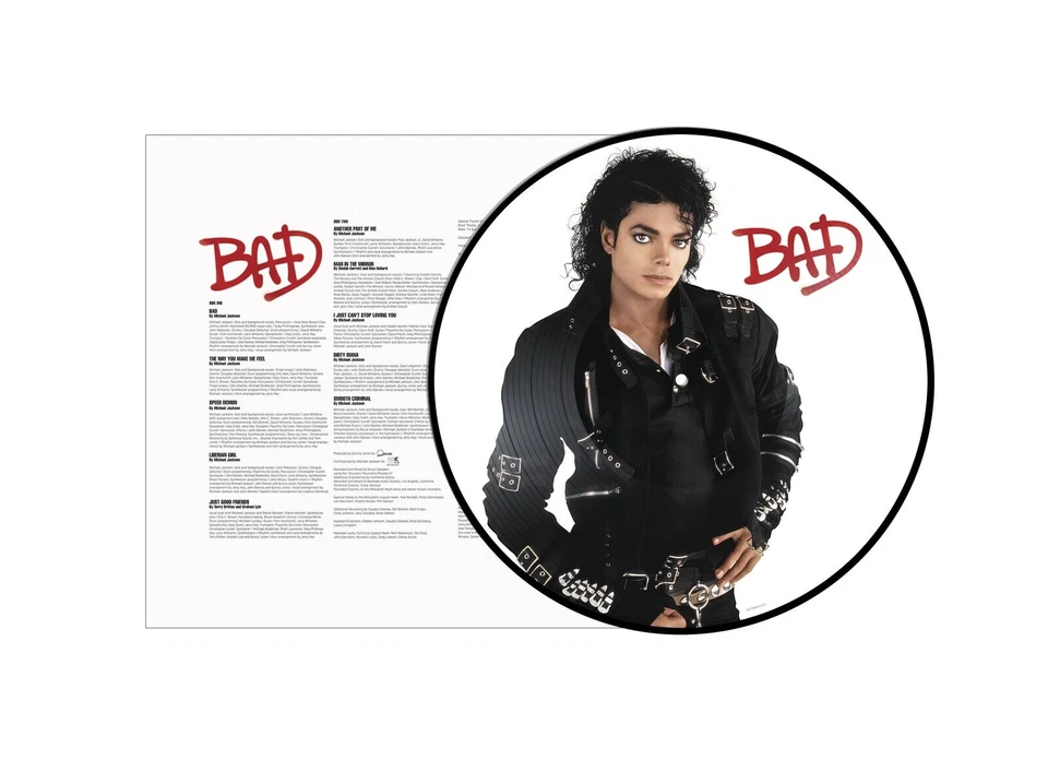 Sent Tracked PICTURE DISC Michael Jackson - Bad Vinyl 12" Album Record LP - Image 1 of 1