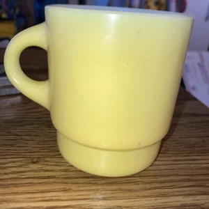 Vintage Anchor Hocking Fire King Ware Coffee Cup Mug, Yellow Milk Glass, Stackab - Picture 1 of 6