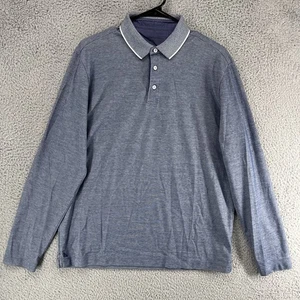Untuckit Golf Polo Casual Manica Lunga Blu Camicia Collo Uomo Taglia Large C1 - Foto 1 di 5