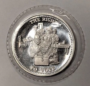 1 oz .999 Fine Silver ~ Vintage Johnson Matthey ~ The Right to Vote - Imagen 1 de 4
