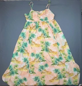 Flying Tomato Dress Womens Large Palm Print Maxi Sleeveless Summer Beach Boho - Picture 1 of 6