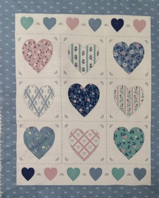 De colección ~Wamsutta~"Calico Hearts"~ Panel de tela de algodón de 9 parches~ 7,75"x10" Foto 1 de 3