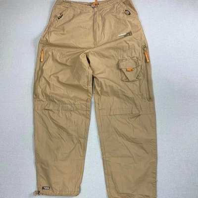 Vintage Brown Tan Akademiks Baggy Technical Cargo Track Pants - XL - 90s - Image 1 of 4