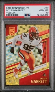 POP 1! 2022 Panini Donruss Elite - Myles Garrett #67 Giallo /75 PSA 10! - Foto 1 di 3
