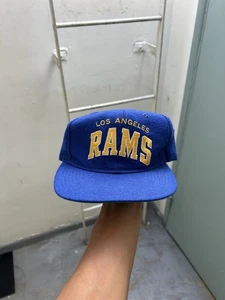 VTG 90s Los Angeles Rams Starter 100% Wool Script SnapBack OSFA Green Brim Used - Picture 1 of 7