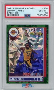 2021 Panini NBA Hoops LeBRON JAMES #136 Green Ice PSA 10 GEM MT - Picture 1 of 3