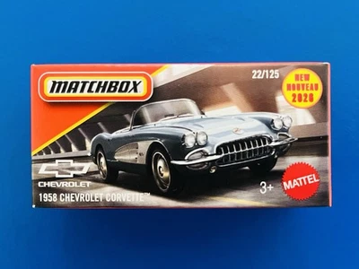 2026 Matchbox Power Grabs BLUE CLASSIC 1958 CHEVROLET CORVETTE V8 CONVERTIBLE - image 1 of 4