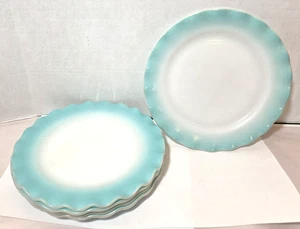 Vintage Hazel Atlas Aqua türkis blau Reifrock gekräuselte Kräuselung 8,75" Teller Lot x5 - Bild 1 von 2