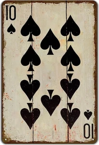 Vintage Spades 10 Poker Wall Decor Metal Sign Retro Tin Sign Wall Decorative - Picture 1 of 4