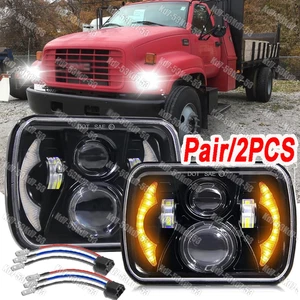2pc 7x6" LED Headlight Hi-Lo Beam DRL Turn for GMC C6500 C7500 Topkick 1997-2009 - Picture 1 of 11