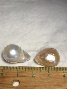 2 tolle echte Perlen Südseeperle + Naturperle *13x19 + 13x17mm* - Bild 1 von 8
