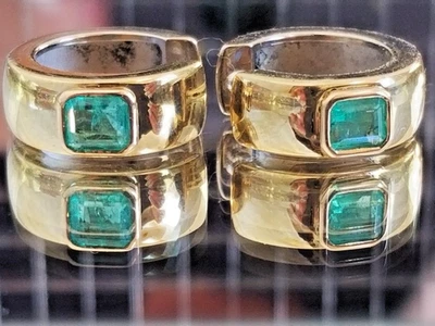 Gorgeous Custom Colombian Emerald Multi Tone 14k earrings - Image 1 of 4