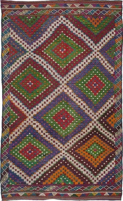 Alfombra oriental tradicional vintage tejida a mano alfombra de lana Kilim de 6'4" x 10'6" Foto 1 de 2