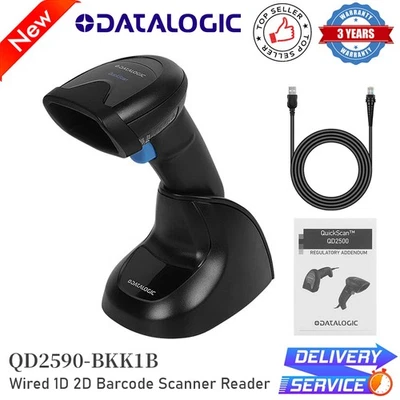 Datalogic QD2590-BKK1B 1D 2D Area Imager Barcode Scanner Reader USB w/ Stand - Image 1 of 4