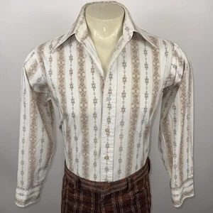 Vtg 60s 70s Towncraft Shirt Disco Hippy Woodstock Mod Nik JCPenney Mens Large - Picture 1 of 15