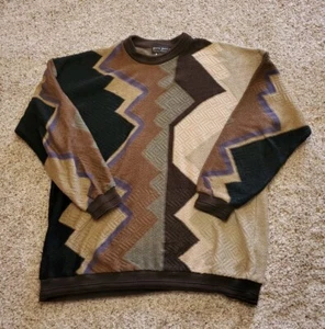 Vintage Patrick James Sweater XL Mens Multicolor Abstract Mercerized Crew Neck - Picture 1 of 14