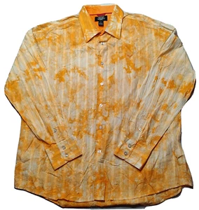 AVIREX Men Size 2XL Orange Tie Dye Cotton Long Sleeve Button-Up Shirt - Picture 1 of 16
