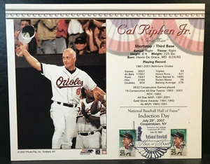 CAL RIPKEN JR ORIOLES POSTMARKED BASEBALL HOF INDUCTION DAY 8X10 PHOTO CARD 3 - Picture 1 of 2
