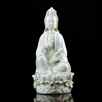 Chinese Dehua Porcelain Lotus Kwan-yin Guan Yin Boddhisattva Goddess statue - Image 1 of 4