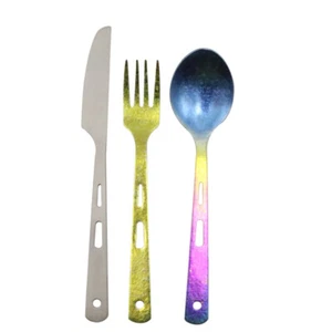Ultralight Color portable outdoor flatware titanium spoon Fork Knife - Picture 1 of 31