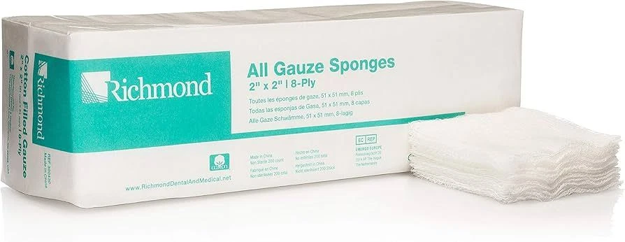 Richmond Dental 300430 Esponja de gasa completa 2" X 2" 8 capas no estéril 2500/Paquete Foto 1 de 1