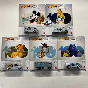 Disney 5 Car Set * 2023 Hot Wheels Pop Culture Disney 100 Years Case S * YO10 - Picture 1 of 2