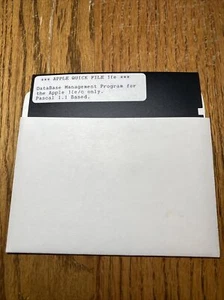 Apple IIe IIc Software QuickFile Pascal 1.1 5.25” Floppy Disk - Picture 1 of 3