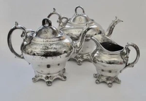 Vintage Lustreware Silver Coffee, Tea Pot & Creamer Stunning Set - Picture 1 of 9
