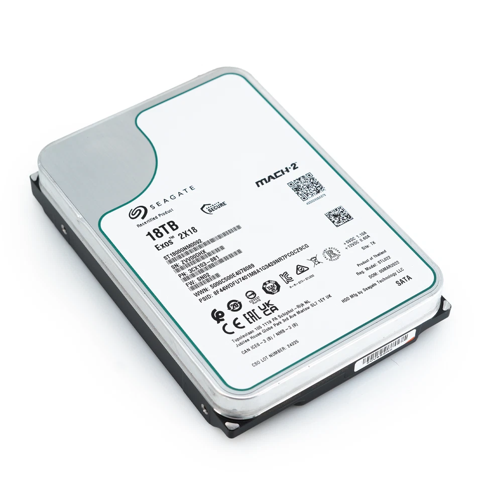 Seagate Exos 2X18 18TB MACH.2 SATA 6Gb/s 7200RPM 3.5" HDD ST18000NM0092 - Image 1 of 1