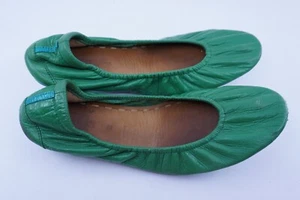 Tieks Womens Size 11 Emerald Green Ballet Flats Foldable Leather Shoes Comfort - Picture 1 of 9