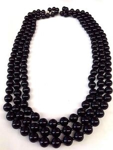 Avon Black Beaded 3 Row Necklace by MARK