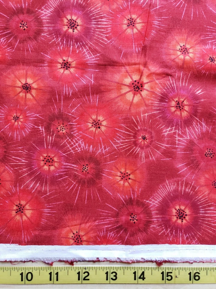 Benartex Fabric By Paula Nadelstern Serendipity Red Orange Starburst 20”x44” - Image 1 of 4