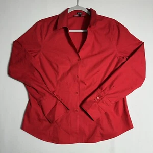 Jones New York Women Button Up Shirt Size 14P Petite Small Red Non Iron EUC - Picture 1 of 8