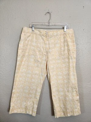 Sigrid Olsen Women's Yellow Seashell  Printed Casual Capri Pants Size 14 Foto 1 de 4