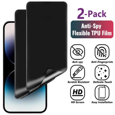 2X Anti-Spy Privacy Hydrogel Screen Protector For iPhone 17 16 15 14 13 Pro Max - Image 1 of 4