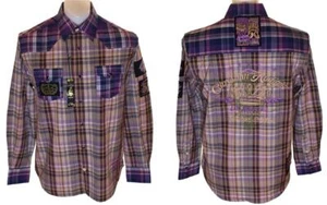 Bnwt Mens Christian Audigier Long Sleeved Pearl Press Stud Button Shirt New - Picture 1 of 4