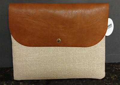 Tablet or Papers pouch with a combination of Leather flap & Canvas body carrier - Image 1 of 4