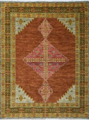 Alfombra 100 % lana | Alfombra contemporánea anudada a mano oxidada para sala de estar | TODOS LOS TAMAÑOS Foto 1 de 4