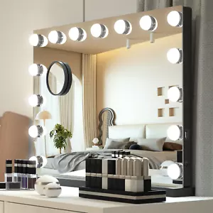 Puluomis 58x46cm Hollywood Schminkspiegel mit 15 LED Beleuchtung Tischspiegel - Bild 1 von 8
