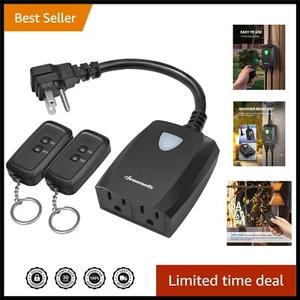 Heavy Duty Wireless Remote Control Outdoor Outlet with 2 Remotes - 100 FT Range - Picture 1 of 9
