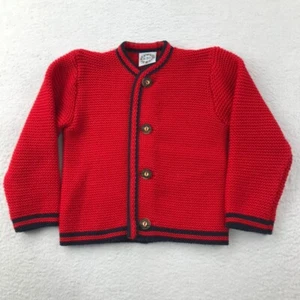 St. Peter Trachten Cardigan Sweater Boys 2/3 German Austrian Knit Wool Blend Red - Picture 1 of 10