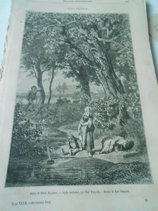 Idylle Bretonne d'après Yan' Dargent 1864 Gravure Old Print - Foto 1 di 1