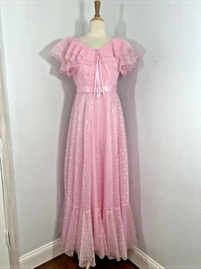 Vtg JCPenney Dress Womens 9/10 Pink Babydoll Renaissance Edwardian Fairy Y2K 90s - Picture 1 of 13