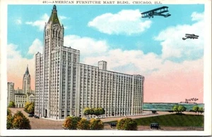 AMERICAN FURNITURE MART BUILDING Chicago, Illinois airplanes Postcard - Picture 1 of 2