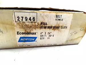 Economax Norton Sandpaper 4"x24" Inch 10 Belts 50X Grit Aluminum Oxide Cloth - Picture 1 of 8