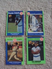 1990 EARL CUNNINGHAM PEORIA CHIEFS TEAM ISSUED SET  (4 CARDS) CHICAGO CUBS 