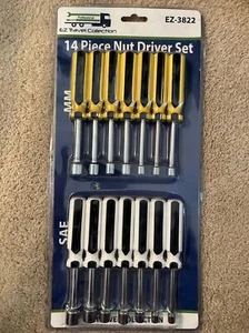 EZ Travel 5.5 Inch Chrome Plated SAE and Metric Nut Driver Set, 14 Piece - Picture 1 of 6
