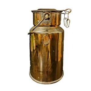 Secchio contenitore latte lattina vintage ottone 1/2 gallone con coperchio patina danese/ruggine - Foto 1 di 17