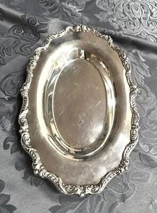 Vintage POOLE SILVER OLD ENGLISH OVAL SHELL SERVING DISH/BREAD 12.5”x7.5” - Picture 1 of 6